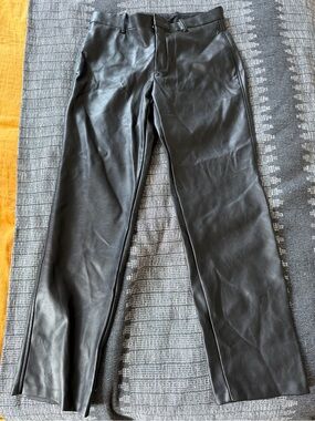 INC International Concepts Black Faux Leather Straight Leg Pants
